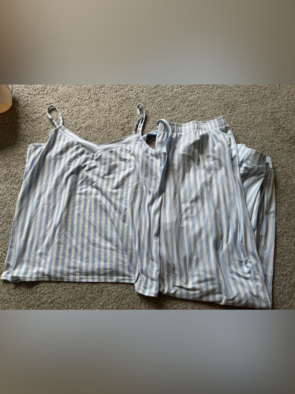 Primark Blue and White Striped Cami & Pants Pajama Set